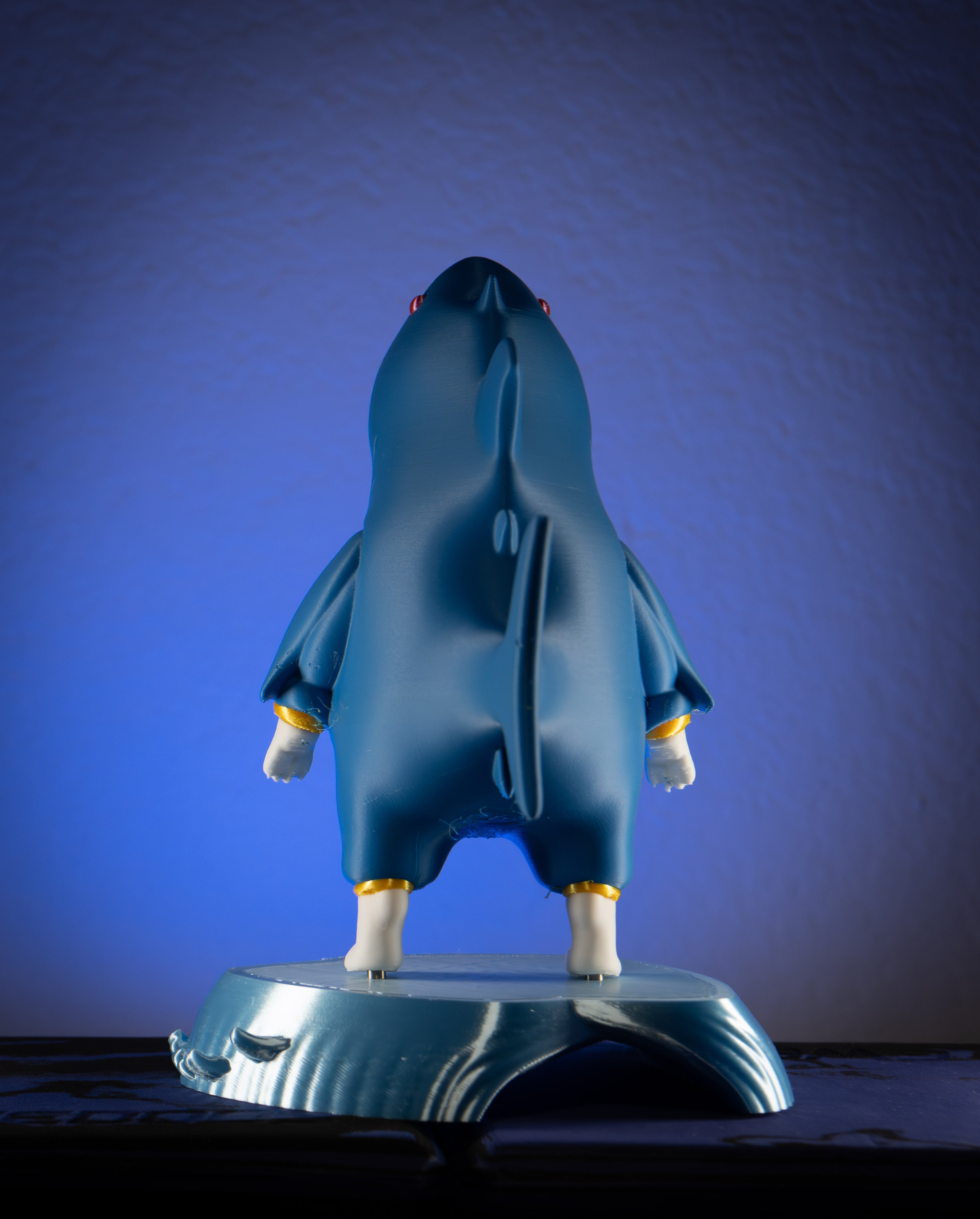 Land Shark | Bull Terrier wearing shark fin costume — 3D-printed collectible figurine by Curved Bridge Studios