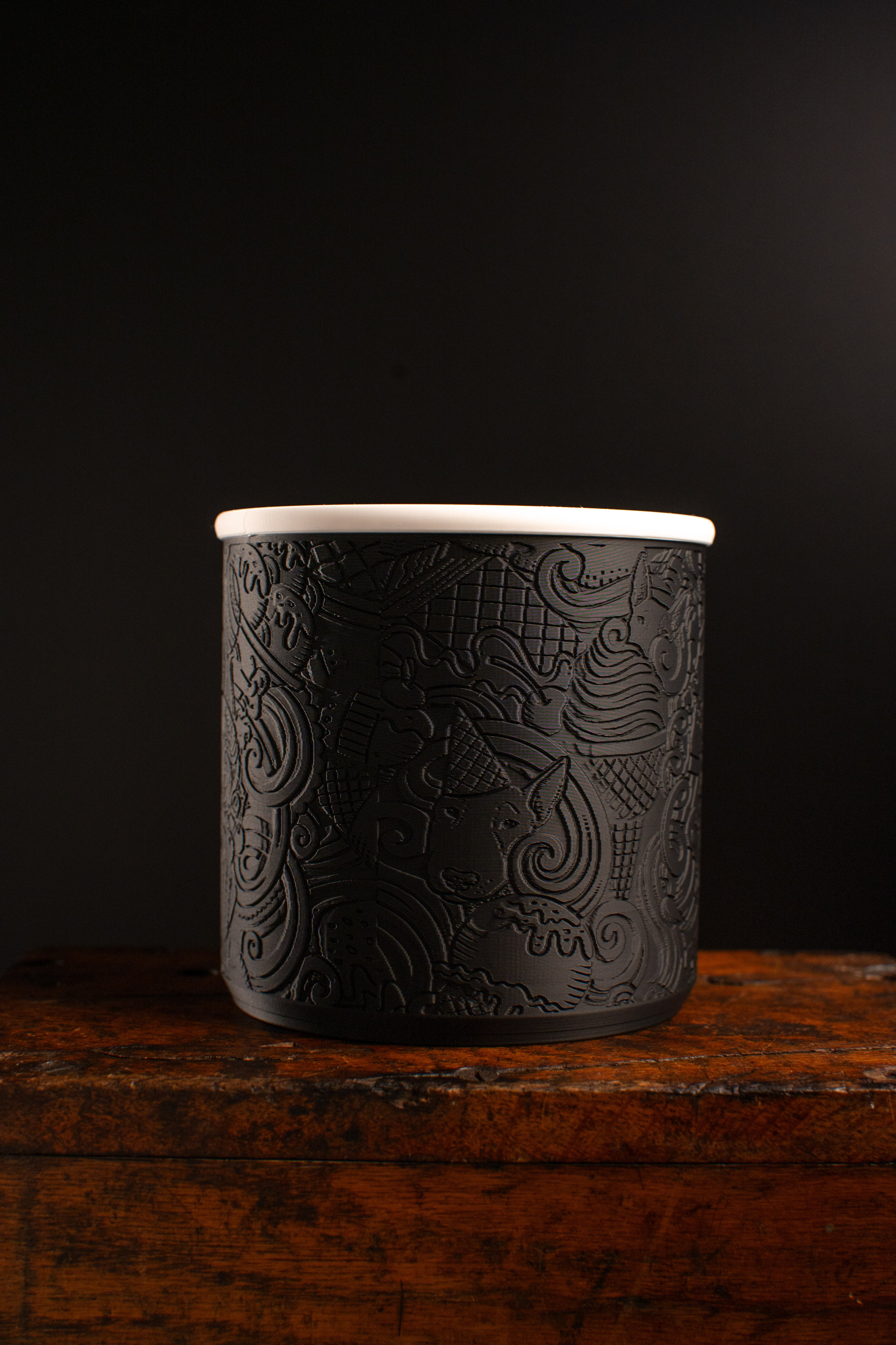 Sundae Dreamer | Bull Terrier 3D art in monochromatic black and white — collectible sculpture