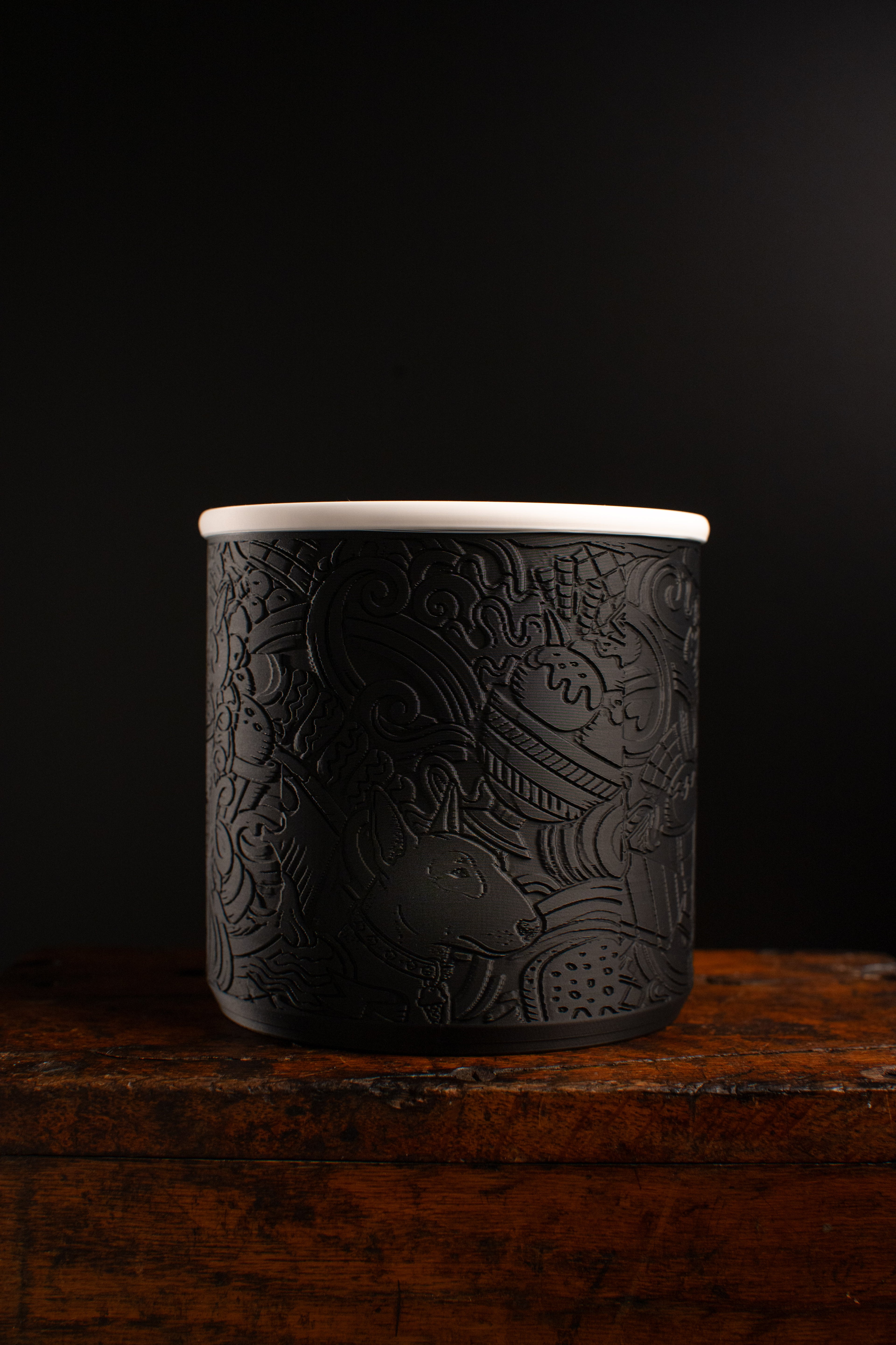 Sundae Dreamer | Bull Terrier 3D art in monochromatic black and white — collectible sculpture