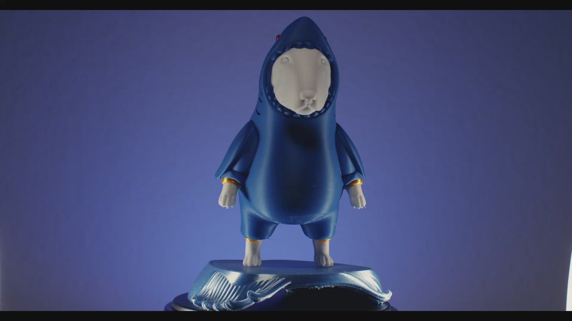 Land Shark | Bull Terrier wearing shark fin costume — 3D-printed collectible figurine by Curved Bridge Studios